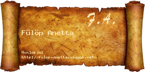 Fülöp Anetta névjegykártya